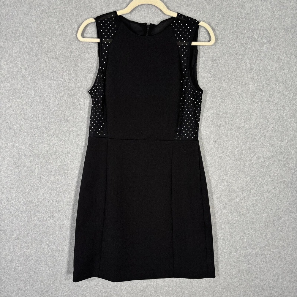 Michael‎ Kors Sheath Dress 4 Sheer Mesh Rhinestone Crepe Scuba Stretch Career